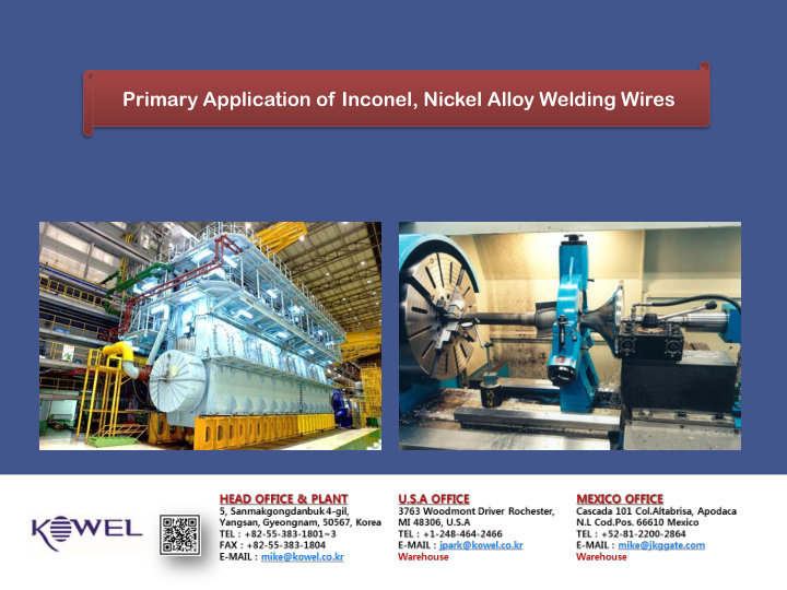 primary application of inconel nickel alloy welding wires