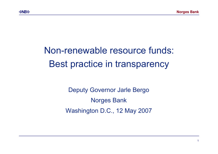 non renewable resource funds best practice in transparency