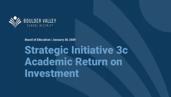 Strategic Initiative 3c  Academic Return on  Investment  Typical budget process  Funds Available