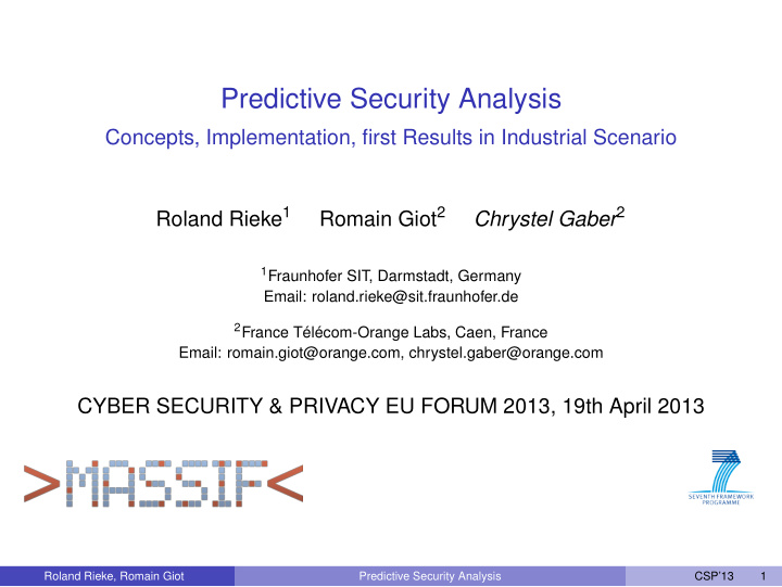 predictive security analysis