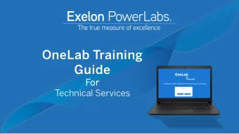 OneLab Training  Guide  Fo  For  Technical Services  One  neLa  Lab Traini  ning  ng Gui  uide  de