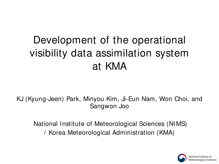 development of the operational visibility data