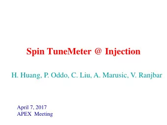 Spin TuneMeter @ Injection  H. Huang, P. Oddo, C. Liu, A. Marusic, V. Ranjbar  April 7, 2017  APEX