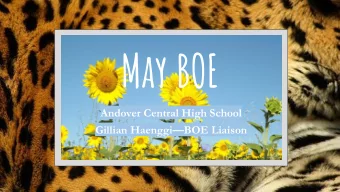 May BOE  Andover Central High School  Gillian HaenggiBOE Liaison  Athletics  Tennis  State