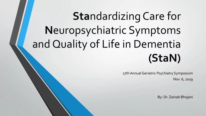 sta ndardizing care for