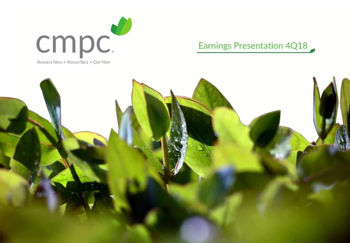 earnings presentation 4q18 forward looking statements
