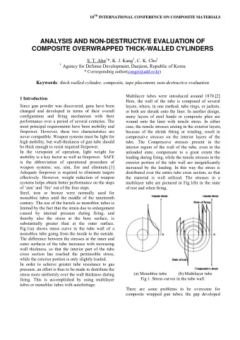 ANALYSIS AND NON-DESTRUCTIVE EVALUATION OF  COMPOSITE OVERWRAPPED THICK-WALLED CYLINDERS S. T. Ahn