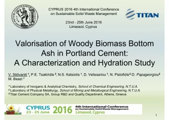 Valorisation of Woody Biomass Bottom  Ash in Portland Cement:  A Characterization and Hydration