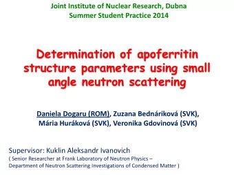 Determination of apoferritin  structure parameters using small angle neutron scattering Daniela