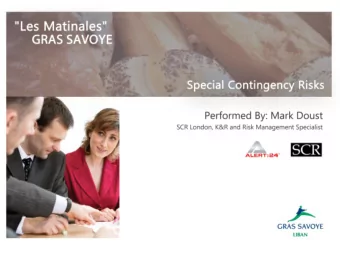 SCR: Who we are    Personal Accident / Medical  Expenses (Inc. war risks)    Kidnap and