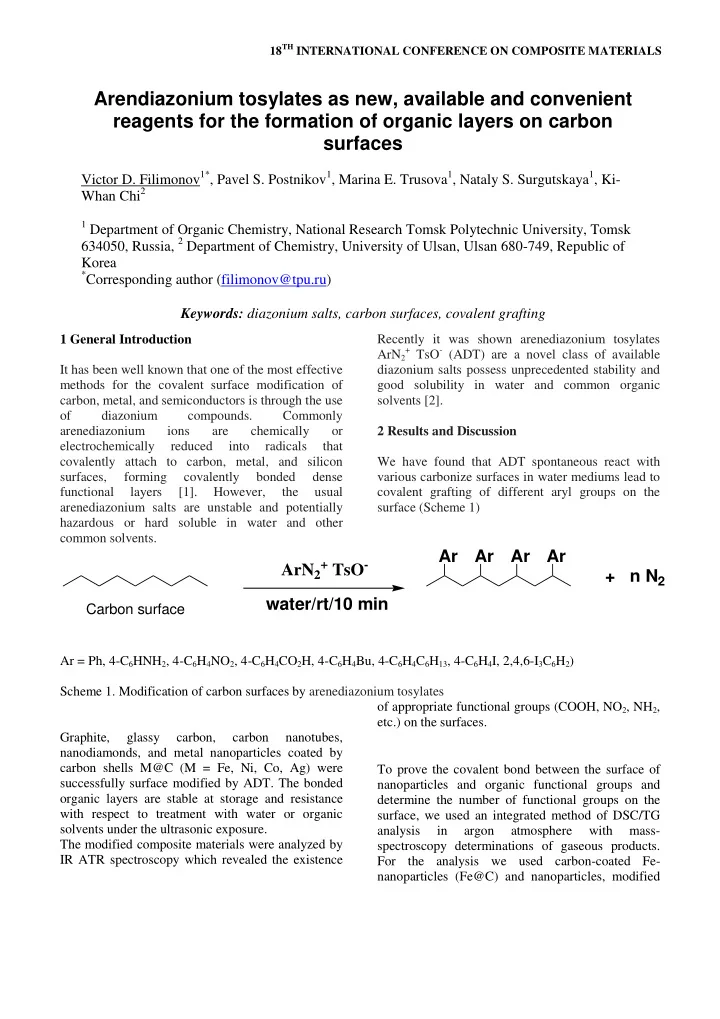 arendiazonium tosylates as new available and convenient