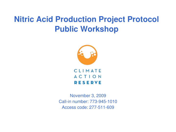 nitric acid production project protocol public workshop