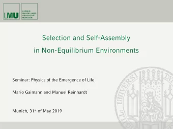 Selection and Self-Assembly  in Non-Equilibrium Environments  Seminar: Physics of the Emergence of