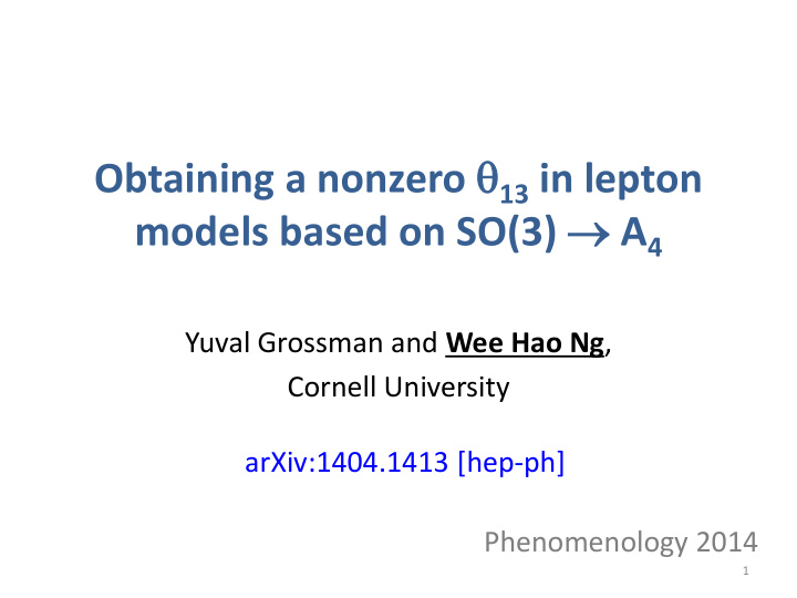 obtaining a nonzero 13 in lepton models based on so 3 a 4