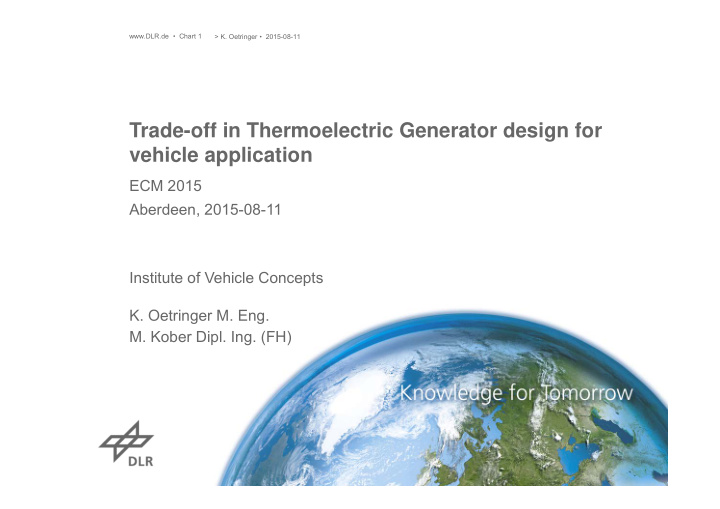 trade off in thermoelectric generator design for vehicle
