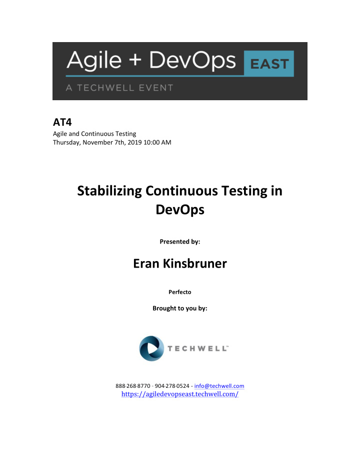 stabilizing continuous testing in devops