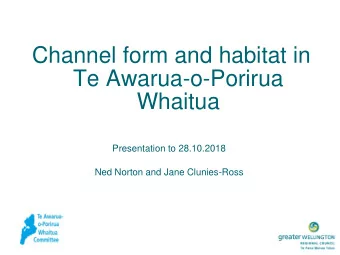 Channel form and habitat in  Te Awarua-o-Porirua  Whaitua  Presentation to 28.10.2018  Ned Norton