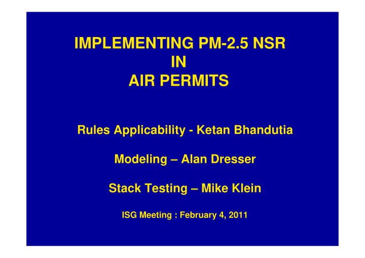 implementing pm 2 5 nsr in air permits