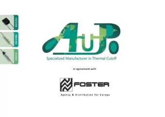 in agreement with  A g e n c y  &amp;  D i s t r i b u t i o n  f o r  E u r o p e  Brief