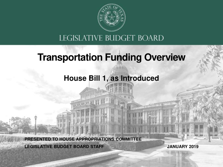 transportation funding overview