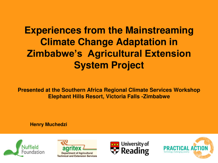 presented at the southern africa regional climate