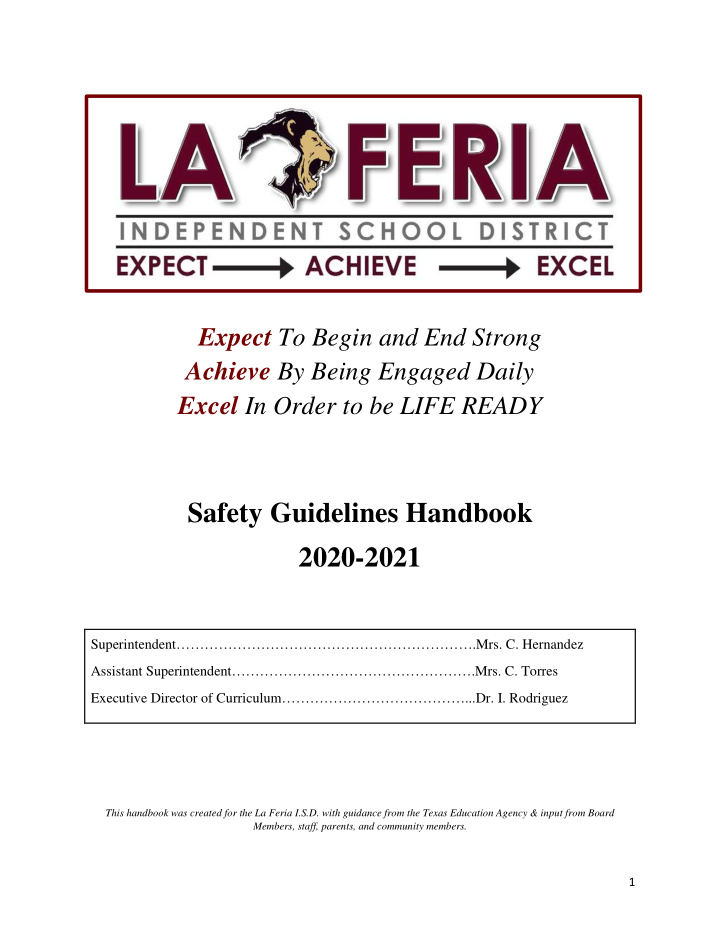 safety guidelines handbook 2020 2021 superintendent mrs c