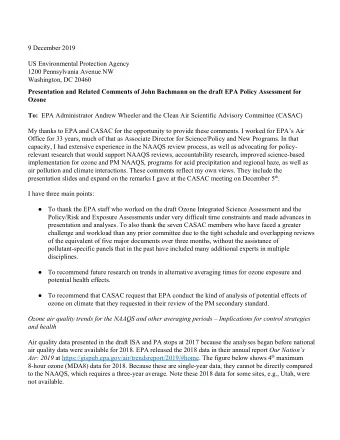 9 December 2019  US Environmental Protection Agency  1200 Pennsylvania Avenue NW  Washington, DC