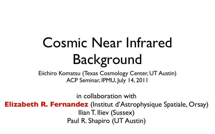 cosmic near infrared background