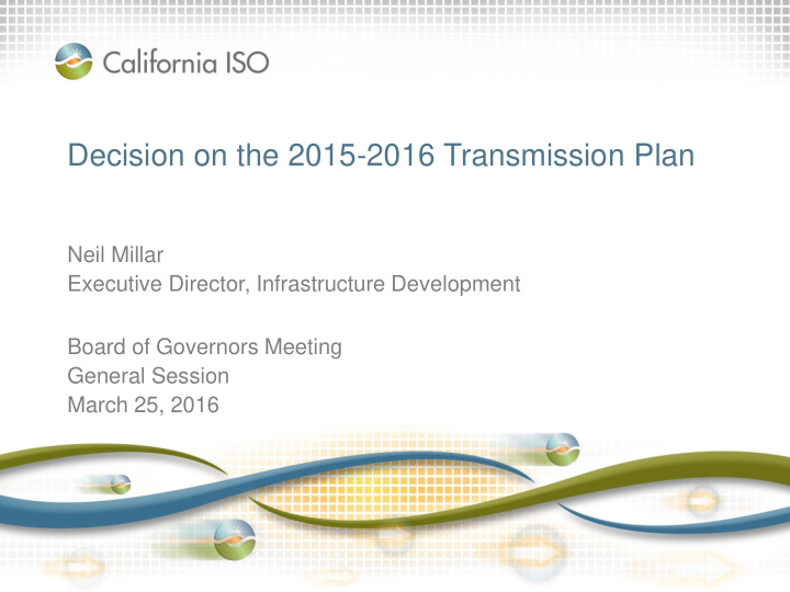 decision on the 2015 2016 transmission plan