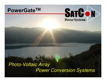 Photo-Voltaic Array  Power Conversion Systems The information of this document is the confidential