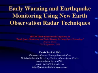 Early Warning and Earthquake  Monitoring Using New Earth Observation Radar Techniques  APSCO Third