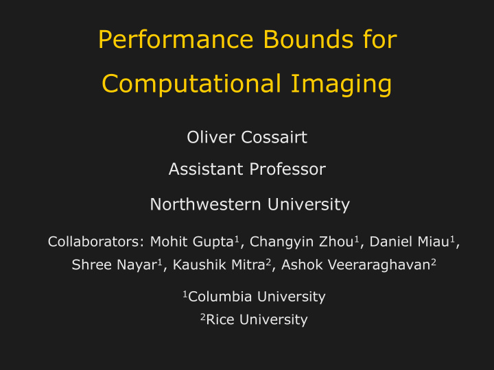 performance bounds for computational imaging