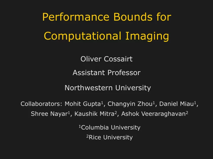 performance bounds for computational imaging