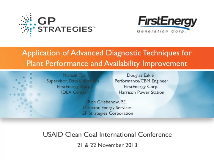 application of advanced diagnostic techniques for plant