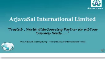 ArjavaSai International Limited  Trusted  , World Wide Sourcing Partner for all Your  Business