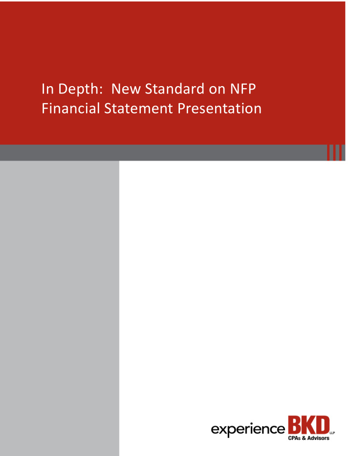 in depth new standard on nfp financial statement