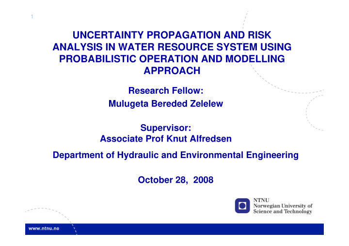 uncertainty propagation and risk analysis in water
