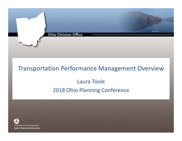 transportation performance management overview