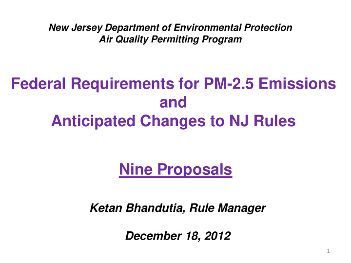 federal requirements for pm 2 5 emissions and anticipated
