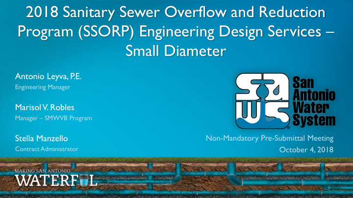2018 sanitary sewer overflow and reduction program ssorp