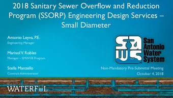 2018 Sanitary Sewer Overflow and Reduction Program (SSORP) Engineering Design Services   Small