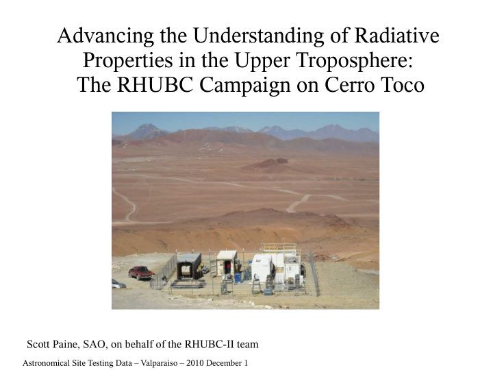 advancing the understanding of radiative properties in