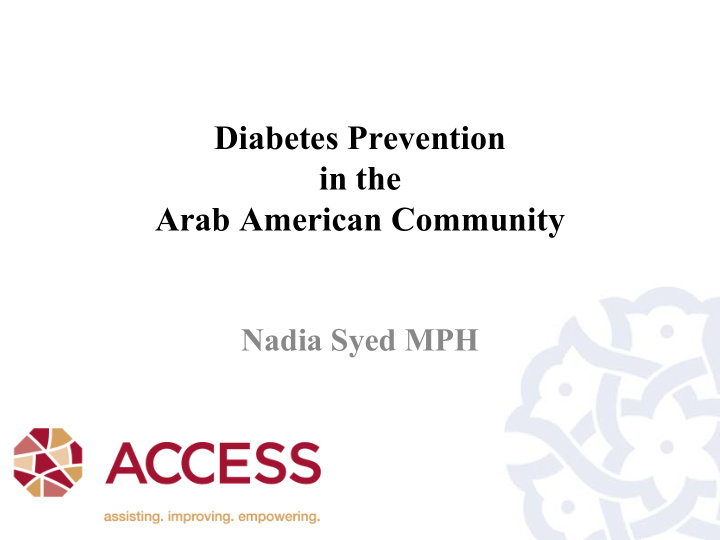 diabetes prevention in the arab american community
