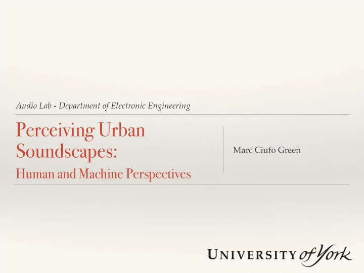 perceiving urban soundscapes