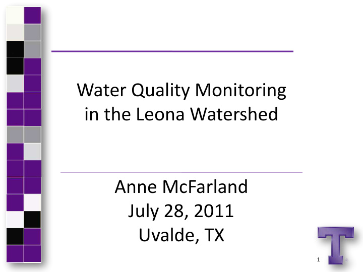 water quality monitoring in the leona watershed anne