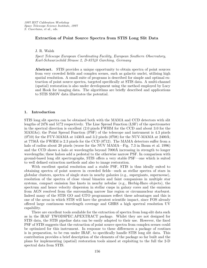 extraction of point source spectra from stis long slit