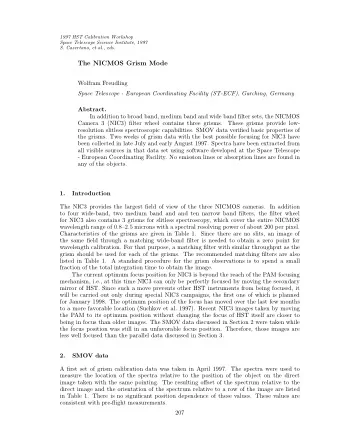 The NICMOS Grism Mode  Wolfram Freudling  Space Telescope - European Coordinating Facility