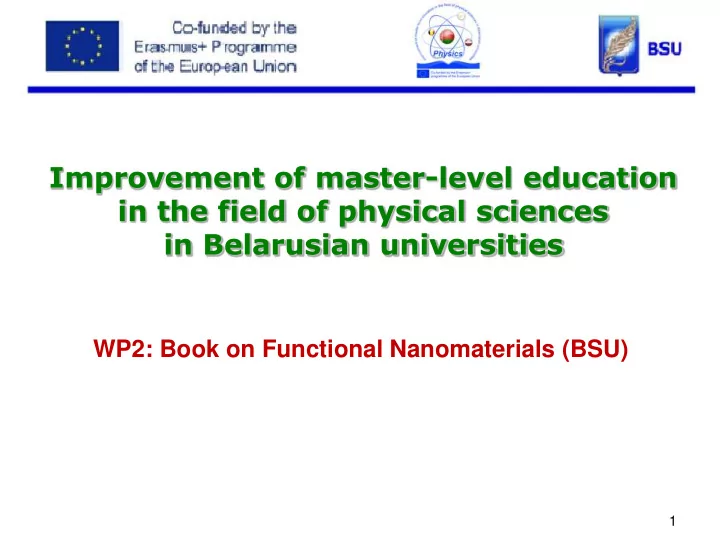 improvement of master level education in the field of