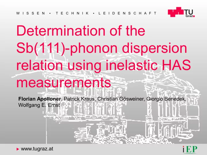 determination of the sb 111 phonon dispersion relation