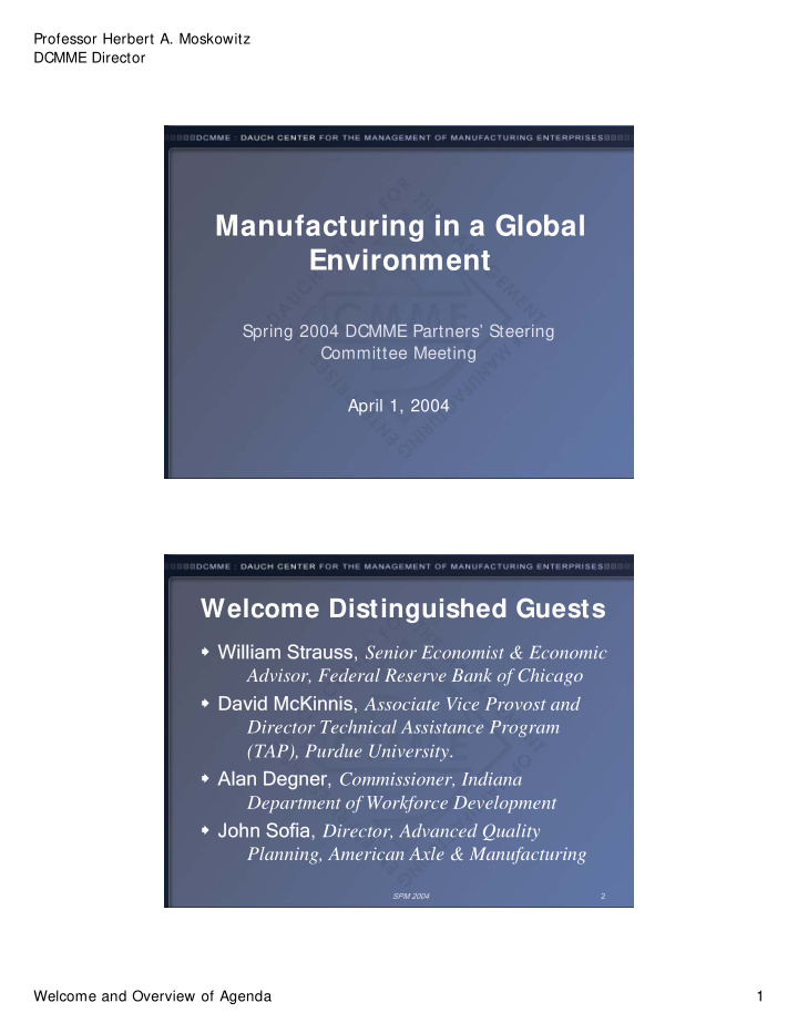 manufacturing in a global environment